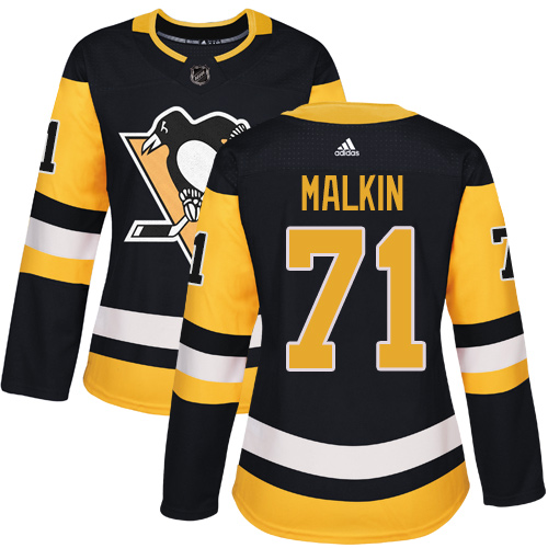 Adidas Penguins #71 Evgeni Malkin Black Home Authentic Women's Stitched NHL Jersey